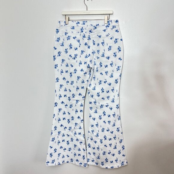 Altard State White & Blue Floral Flared Pants XL NEW - Picture 2 of 6